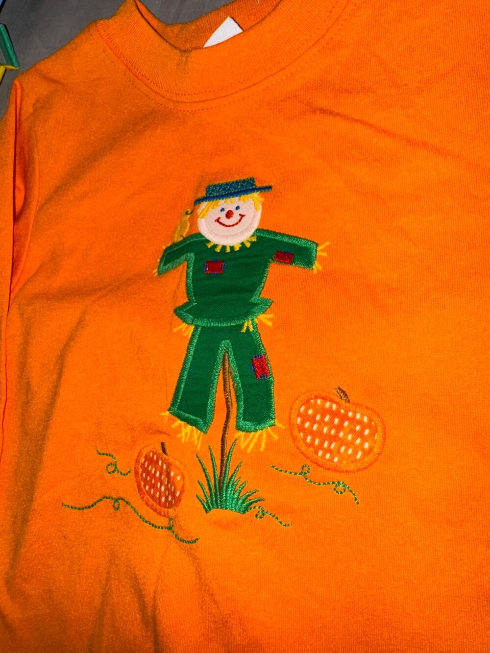 New Bailey Boys Fall Scarecrow Applique Matching Set Shirt Pants 24 Mon Pumpkin